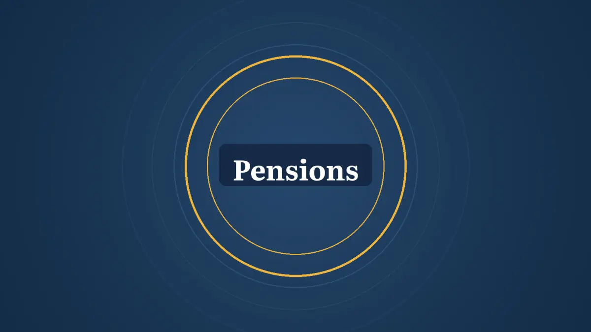 Graphic: rings and the words Pensions