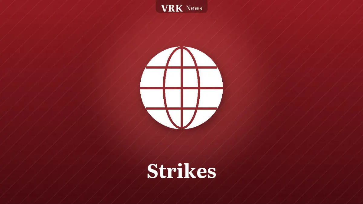Graphic: a globe and the words Strikes