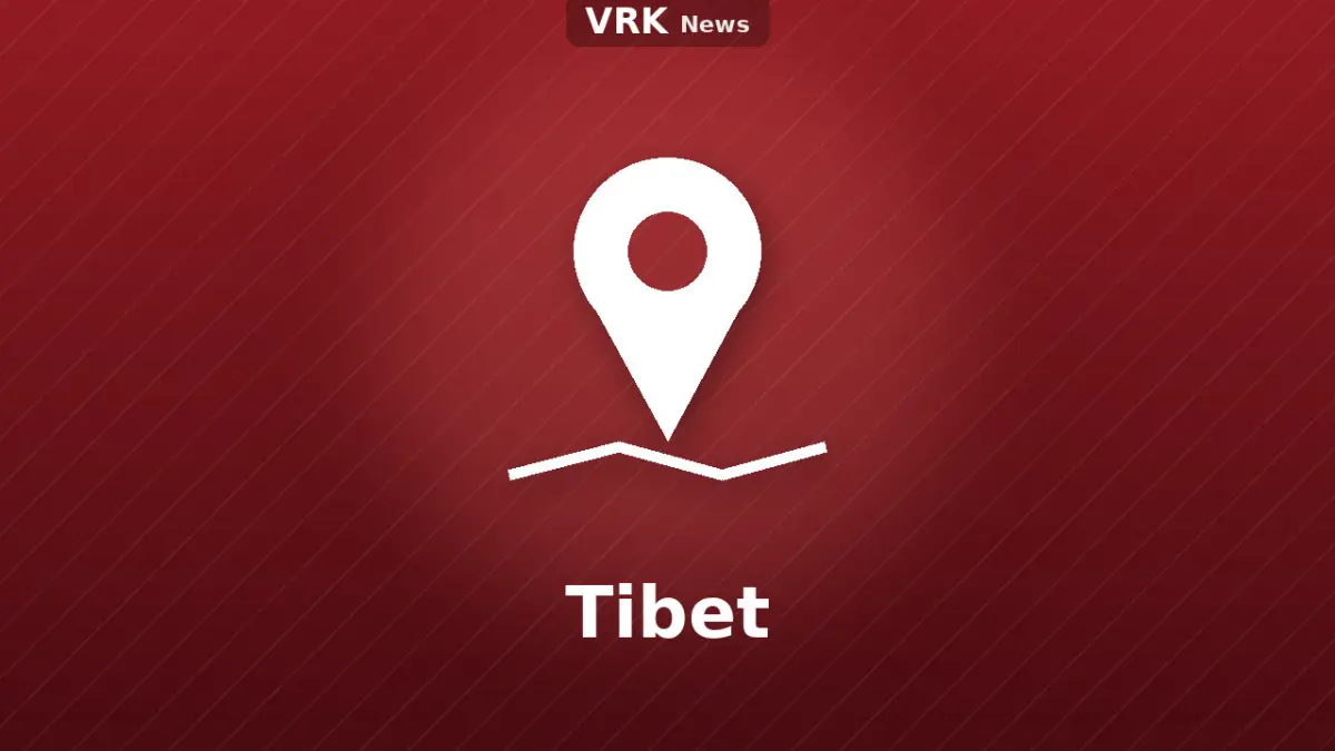 Graphic: a map pin and the words Tibet