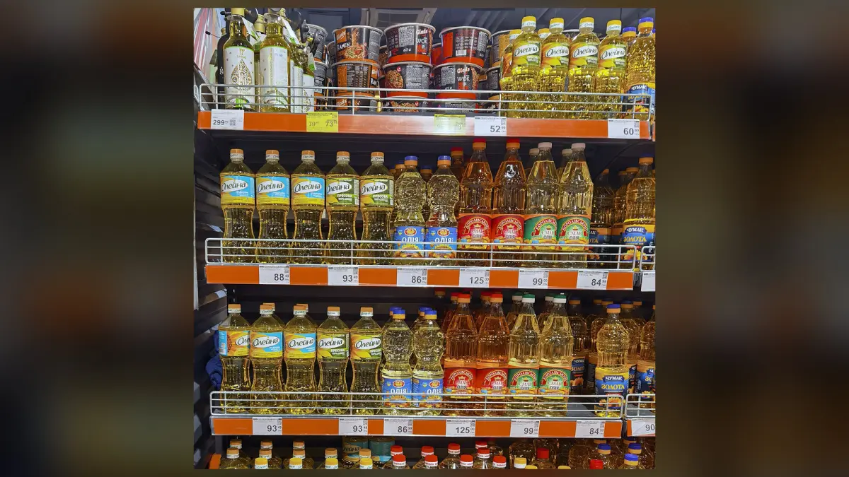 Sunflower oil on shop shelves