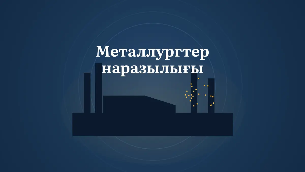 Графика: металлургия зауытының сұлбасы және балқыманың жарығы, «Металлургтер наразылығы» деген жазу