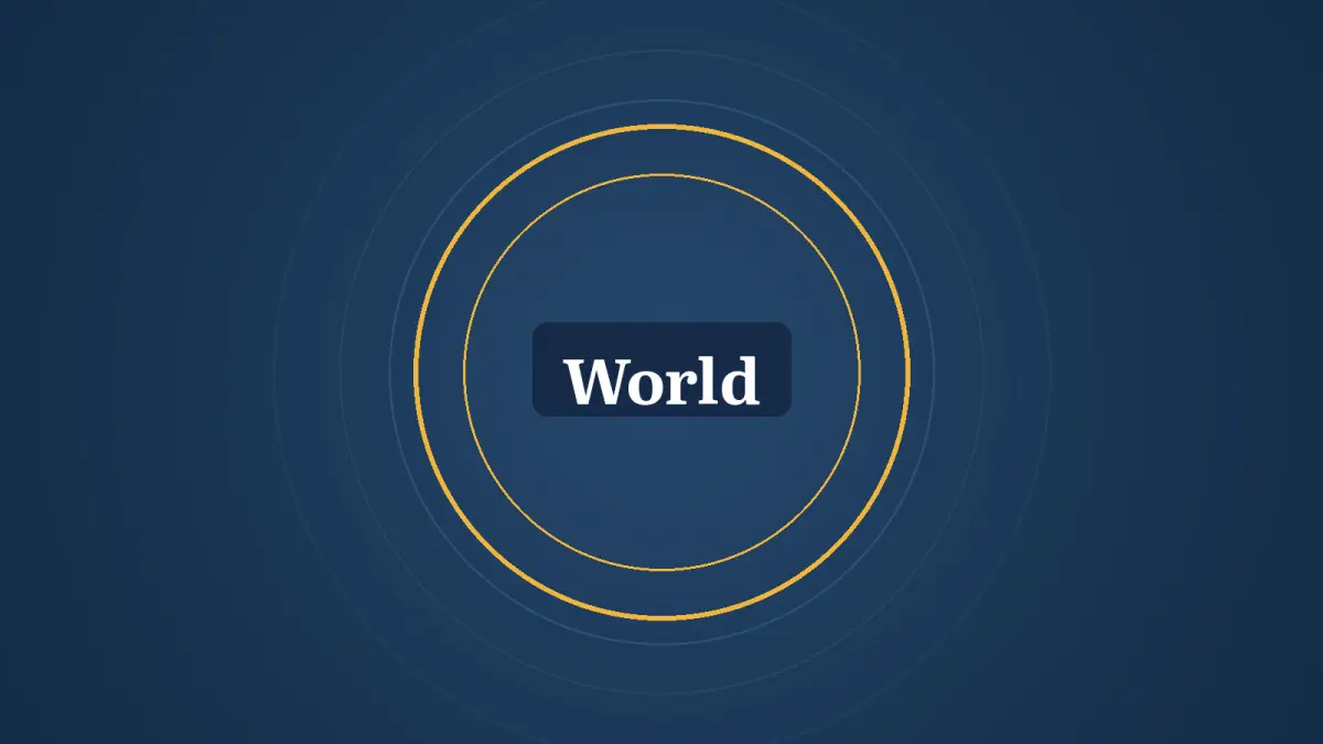 Graphic: rings and the word World