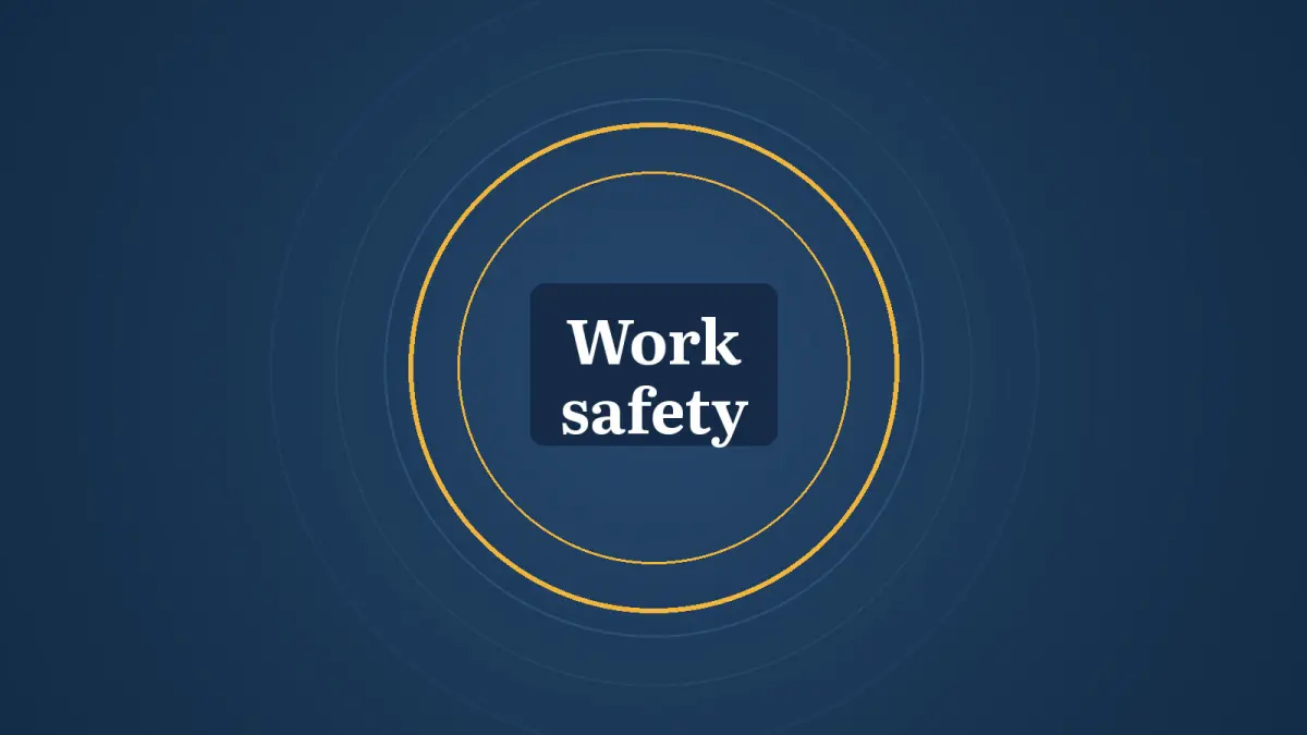 Graphic: rings and the words Work safety