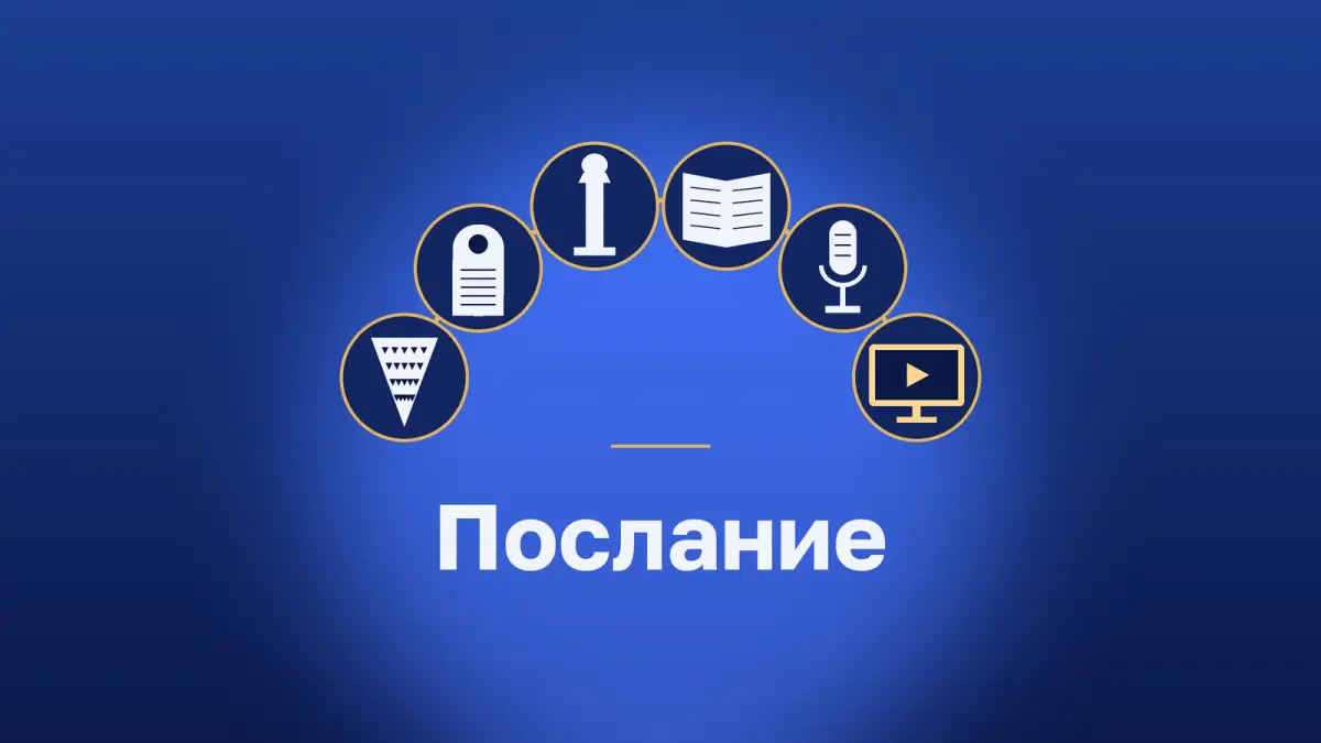 Дуга носителей послания: глиняный конус, стела, колонна, кодекс, микрофон, экран