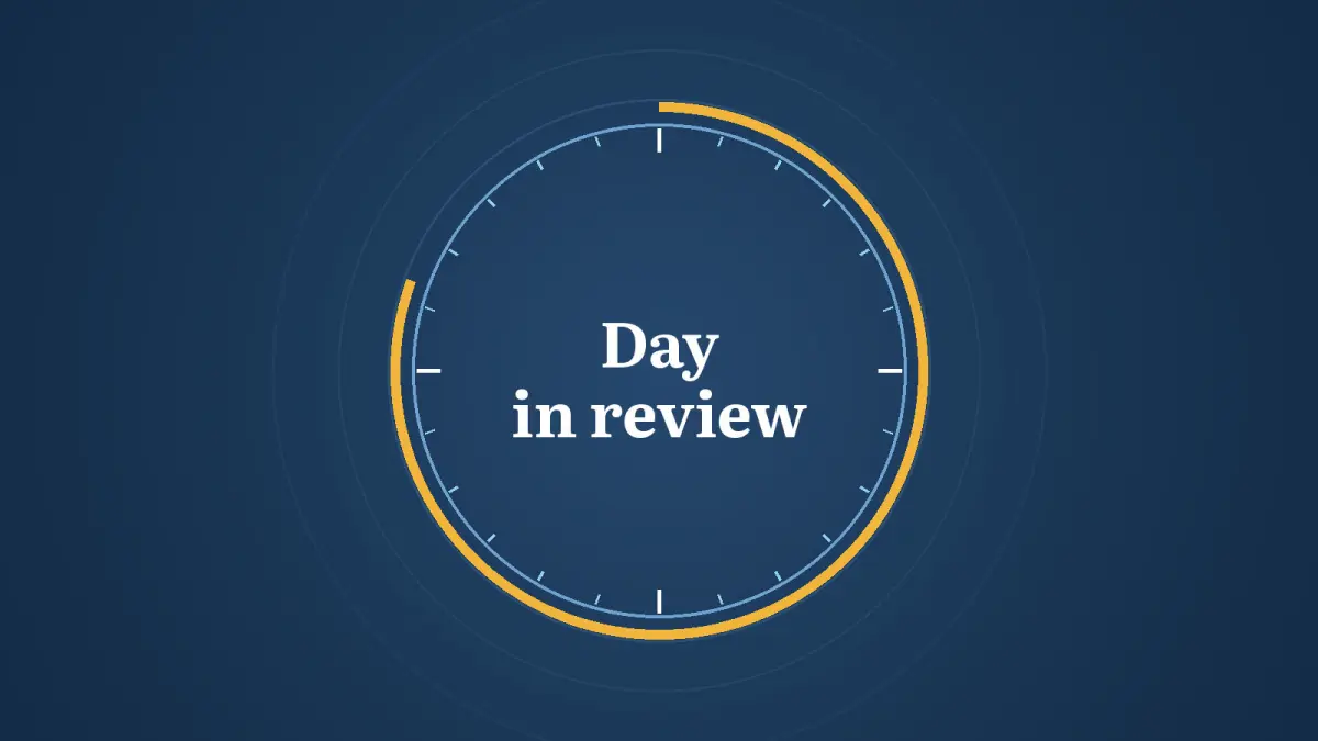 Graphic: a day dial with the words Day in review