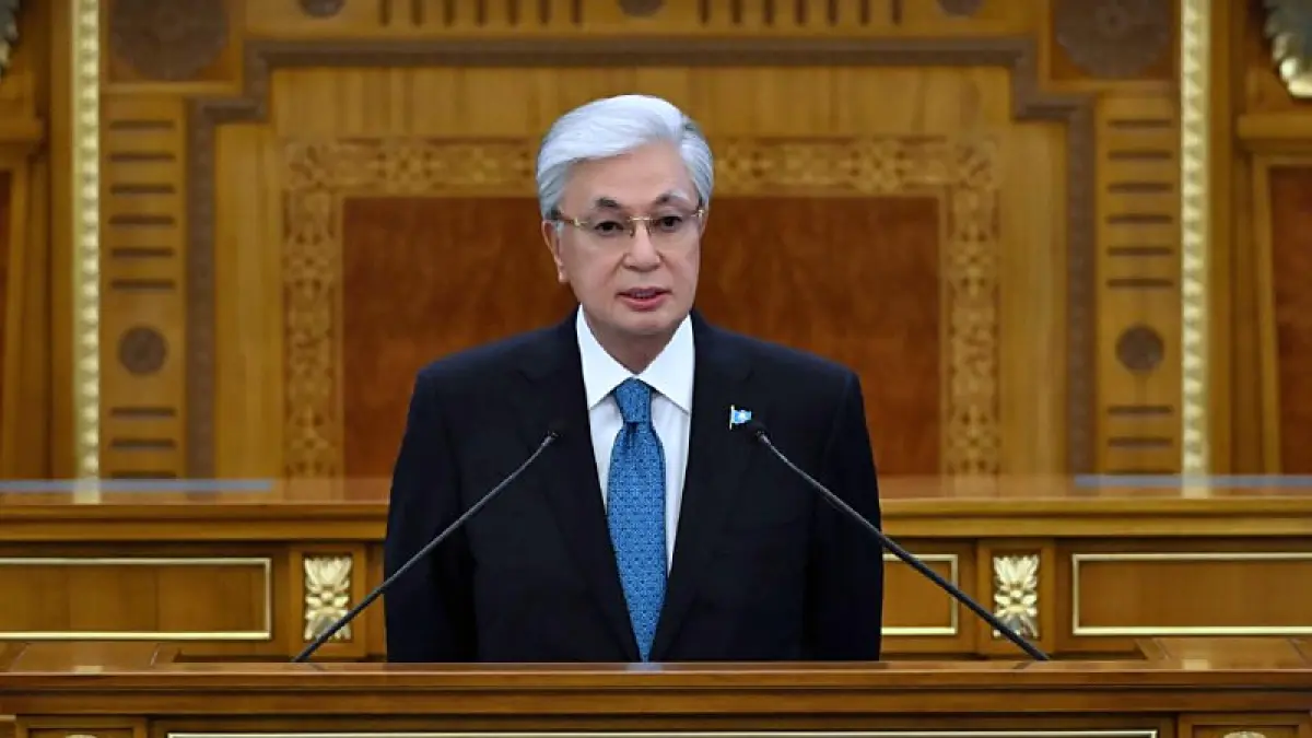 Tokayev delivering the address to the nation, 28 October 2026