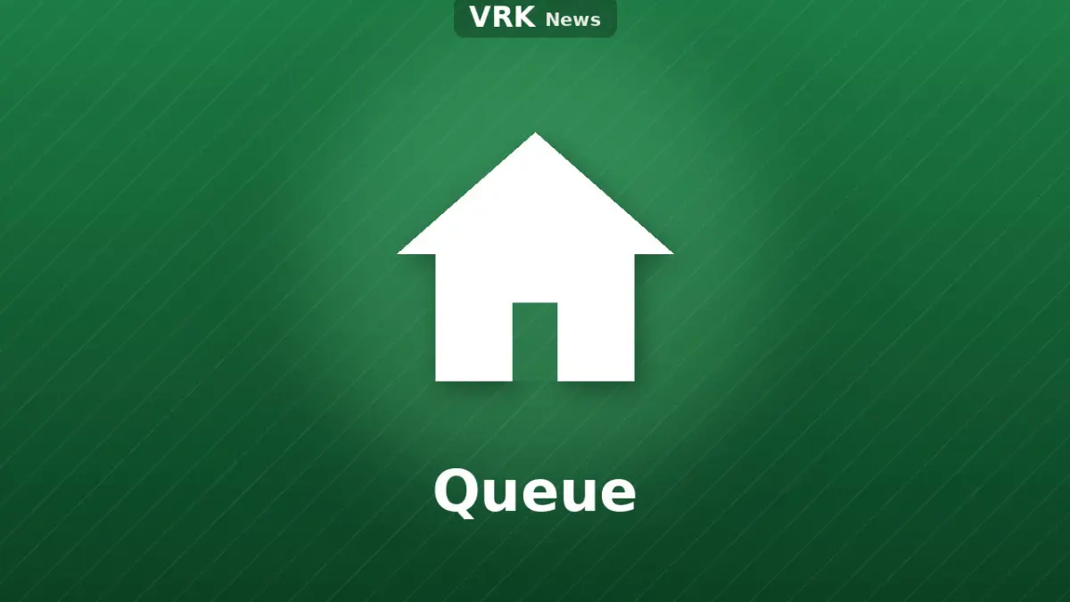 Graphic: a house and the words Queue