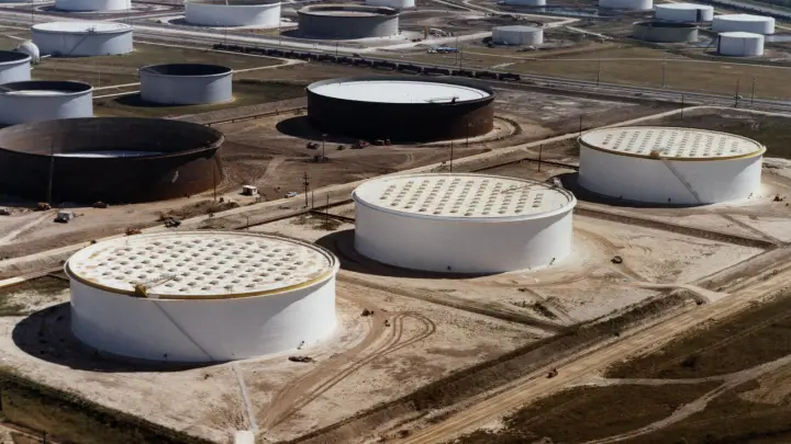 Storage tanks of the US Strategic Petroleum Reserve, aerial view (illustration)