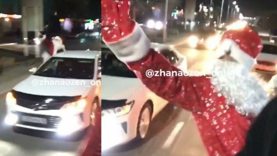 Автопробег Санта-Клаусов состоялся в Жанаозене 